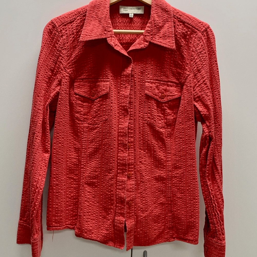 Jones New York Roll Tab Sleeve Button Up Shirt